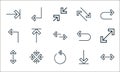 arrows line icons. linear set. quality vector line set such as scale, refresh, scale, download, minimize, turn left, undo, arrows