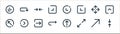 arrows line icons. linear set. quality vector line set such as shrink, expand, return, diagonal arrow, move, shrink, diagonal Royalty Free Stock Photo