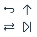 arrows line icons. linear set. quality vector line set such as skip, switch, up arrow