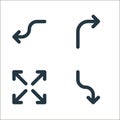 arrows line icons. linear set. quality vector line set such as turn down, expand, turn right