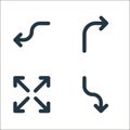 arrows line icons. linear set. quality vector line set such as turn down, expand, turn right Royalty Free Stock Photo