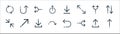 Arrows line icons. linear set. quality vector line set such as up arrow, junction, next, resize, junction, junction, download,