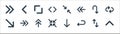 arrows line icons. linear set. quality vector line set such as up arrow, left, minimize, down right, turn down, resize, arrows,