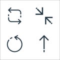 Arrows line icons. linear set. quality vector line set such as up arrow, rotating arrow, resize Royalty Free Stock Photo