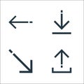 Arrows line icons. linear set. quality vector line set such as upload file, diagonal arrow, download Royalty Free Stock Photo