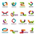 Arrows logotype. Digital web stylized symbols direction abstract arrows for business identity geometrical forms vector