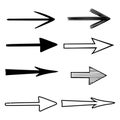 Arrows. Next signs. Black flat hand drawn icons