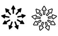 Arrows pointing outwards from a central point, expanding and diverging concept Royalty Free Stock Photo