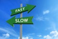 Fast and slow arrows opposite directions Royalty Free Stock Photo