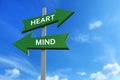 Heart and mind arrows opposite directions Royalty Free Stock Photo