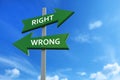 Right and wrong arrows opposite directions Royalty Free Stock Photo