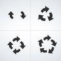 Arrows for refresh, repost, resend, recycling or ingographic. Arrows in circle set. Recycle icon set vector. Rotate