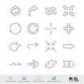 Arrows related vector line icon set isolated on white Royalty Free Stock Photo