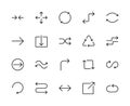 Arrows related vector linear icons set. Contains such icons as arrow, direction, move, navigation, interface and more