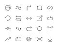 Arrows related vector linear icons set. Contains such icons as pointer, cursor, direction, move, navigation and more Royalty Free Stock Photo