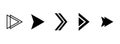 Arrows right. Vector set of isolated black arrow icons. Direction pointers