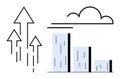 Arrows Rising Beside Bar Graph Under Cloud Representing Growth and Progress Royalty Free Stock Photo