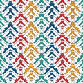 Arrows, scales seamless pattern. Ethnic, tribal print. Squama, chevrons ornament. Repeated arrowhead, triangular shapes