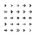 Arrows set. Arrow icons down direction up pointer sign next right left cursor black web interface navigation flat Royalty Free Stock Photo