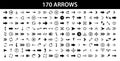 Arrows set of 170 black icons. Arrow icon. Arrow vector collection. Arrow. Cursor. Modern simple arrows. Vector illustration Royalty Free Stock Photo