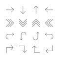 Arrows set icon vector. Line next, back, up, down collection symbol isolated. Trendy flat outline ui sign design. Thin linear