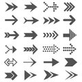 Arrows set icons Arrow vector collection Arrow Cursor Modern simple arrows play button. Royalty Free Stock Photo