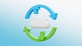 3D Cloud Icon with Up and Down Arrows for Data Transfer Keywords: cloud, data, transfer, upload, download, sync Royalty Free Stock Photo