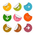 Arrows Stickers Set in Circles Royalty Free Stock Photo