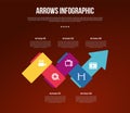 arrows template infographic with zigzag shape up and down with 5 point with dark style for slide presentation