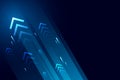 Arrows up with speed line on blue background, copy space composition, technology speed development concept.