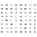 Arrows vector collection with elegant style and black color. 64 arow icons set
