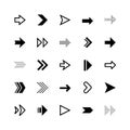 Arrows vector icon set. Cursor. A collection of black arrows for navigation or loading web buttons. Modern simple arrows Royalty Free Stock Photo