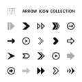 Arrows vector icons set. Isolated arrow icon collection on white background. Black arrows symbol vector set. Royalty Free Stock Photo