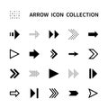 Arrows vector line icons. Collection of black arrows on white background. Black arrows symbol vector set. Royalty Free Stock Photo