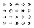 Arrows vector line icons. Isolated arrow icon collection on white background. Black arrows symbol vector set Royalty Free Stock Photo