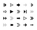 Arrows vector line icons. Isolated icon collection on white background. Black arrows symbol vector set. Royalty Free Stock Photo