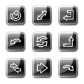 Arrows web icons, square glossy buttons series Royalty Free Stock Photo