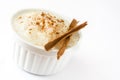 Arroz con leche. Rice pudding with cinnamon isolated