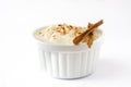 Arroz con leche. Rice pudding with cinnamon isolated