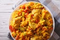 Arroz con pollo close up in a bowl. Horizontal top view Royalty Free Stock Photo