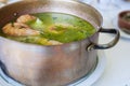 Arroz de Tamboril or soupy seafood rice, portuguese recipe