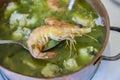 Arroz de Tamboril or soupy seafood rice, portuguese recipe