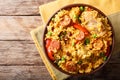 Arroz Valenciana with rice, meat, sausage, raisins, vegetables a Royalty Free Stock Photo
