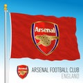 Arsenal Football Club flag and coat of arms team in the new Super League championship