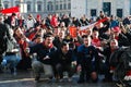 Arsenal London fans singing Royalty Free Stock Photo