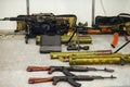 Arsenal of weapons. Anti-tank missile system, Kalashnikov assault rifles, machine guns