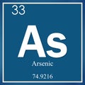 Arsenic chemical element, blue square symbol