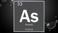 Arsenic chemical element symbol on wide bubble background