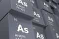 Arsenic, 3D rendering background of cubes of symbols of the elements of the periodic table Royalty Free Stock Photo