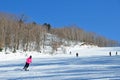 Arsenyev, Russia, January, 28, 2017. The man down the ski slope in the city of Arsenyev, Primorsky Krai